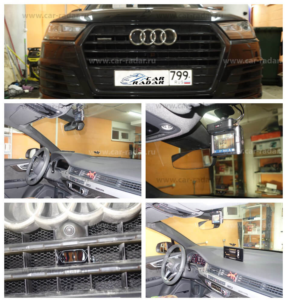Видеорегистратор с радар-детектором Neoline X-Cop R750, установленный нами в Audi Q7
