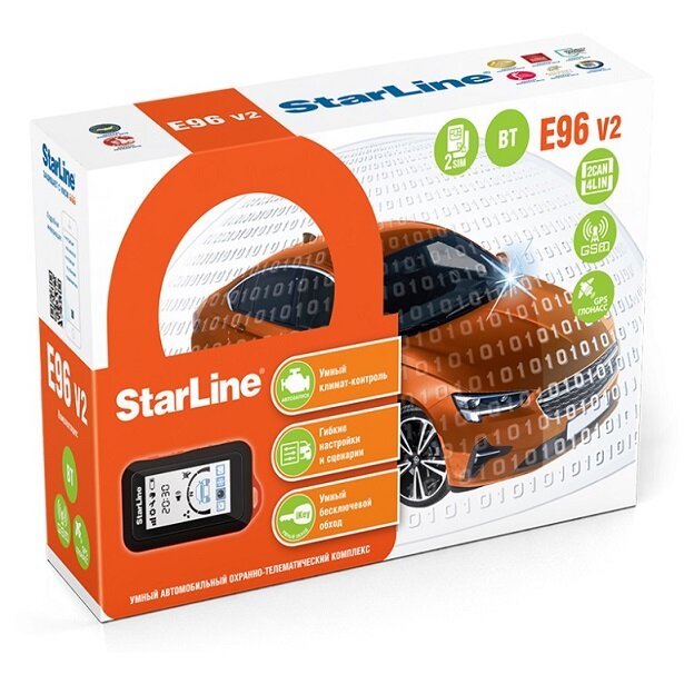 Автосигнализация StarLine (СтарЛайн) E96 V2 BT 2CAN+4LIN 2SIM GSM+GPS